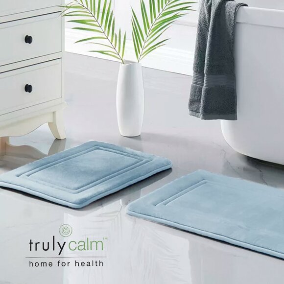 NEW!! TRULY CALM Memory Foam Bath Mats ~ 2 Pack ~ Blue - Picture 11 of 11